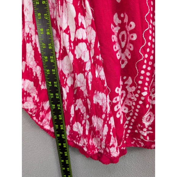 Jackpot Kaftan Womens One Size Red & White Batik Batwing Sleeve Embroidered Boho - Picture 8 of 10